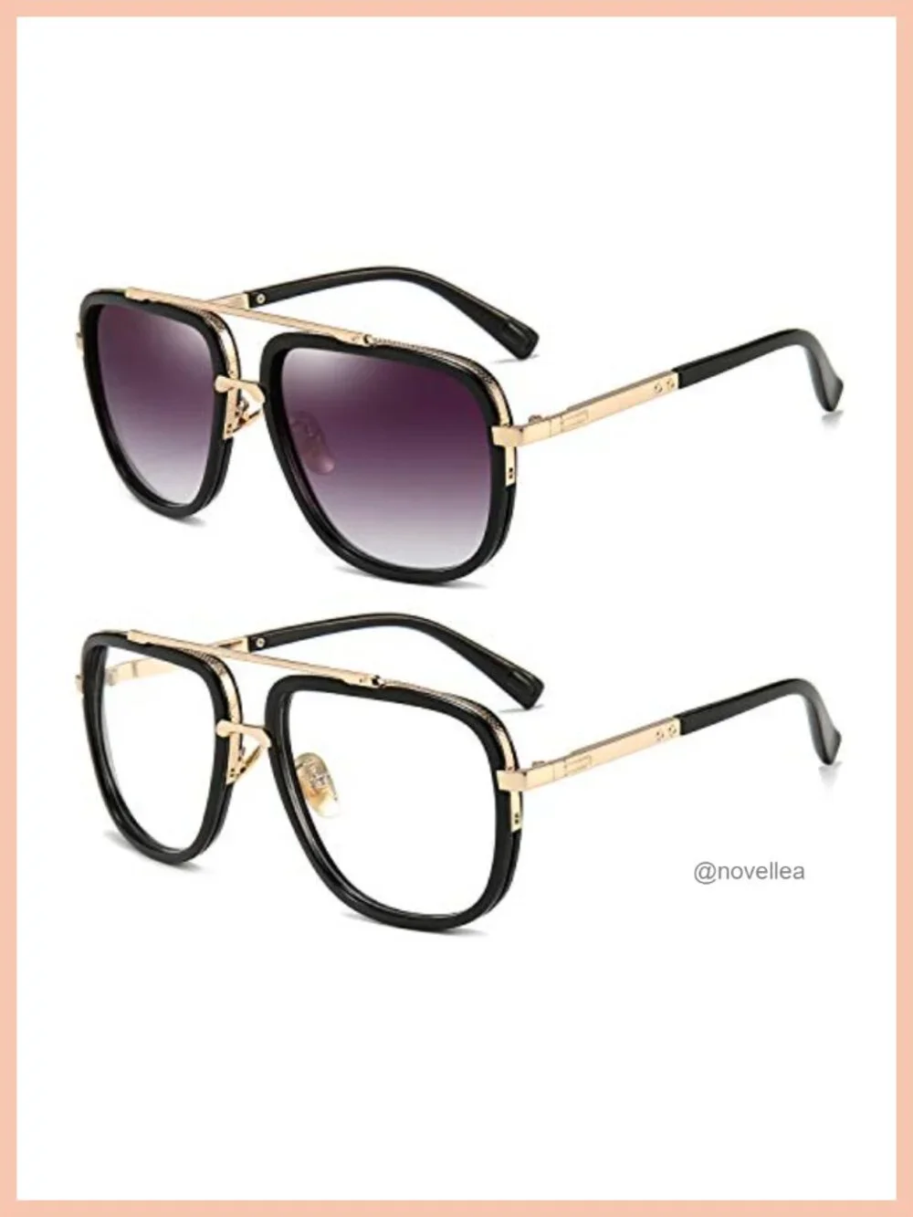 Oversized Square Aviator Sunglasses for Men Gold Frame Retro Pilot Shades UV400